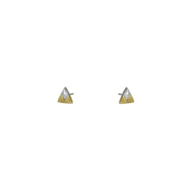 EAR Solid Brass Triangle Studs with Mother of Pearl