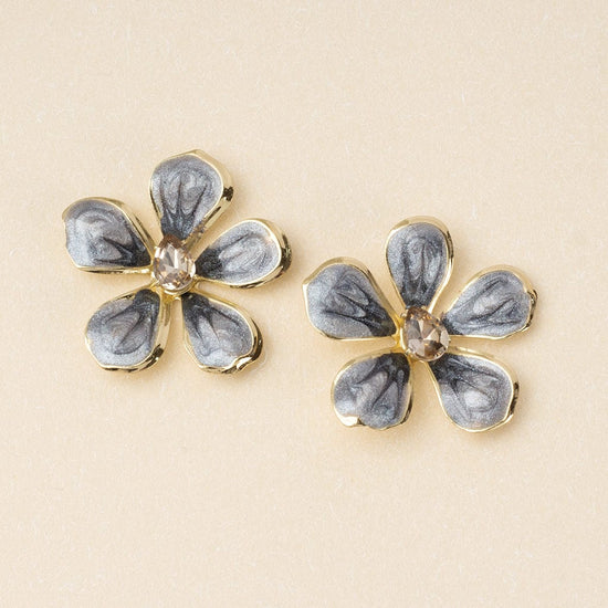 EAR Sparkle & Shine Large Enamel Flower Earring - Warm Gray/Gold
