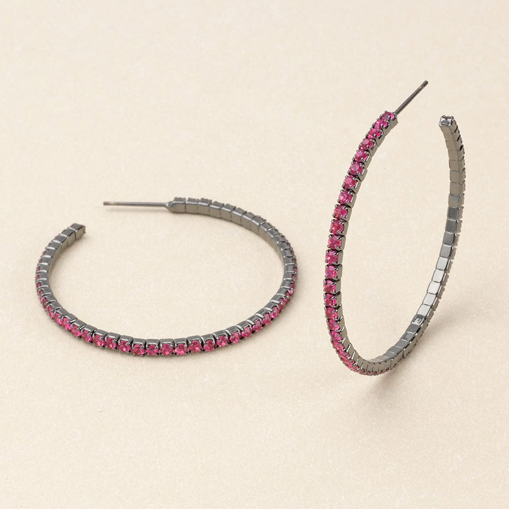 
                  
                    EAR Sparkle & Shine Large Rhinestone Hoop Earrings - Fuchsia Gunmetal
                  
                