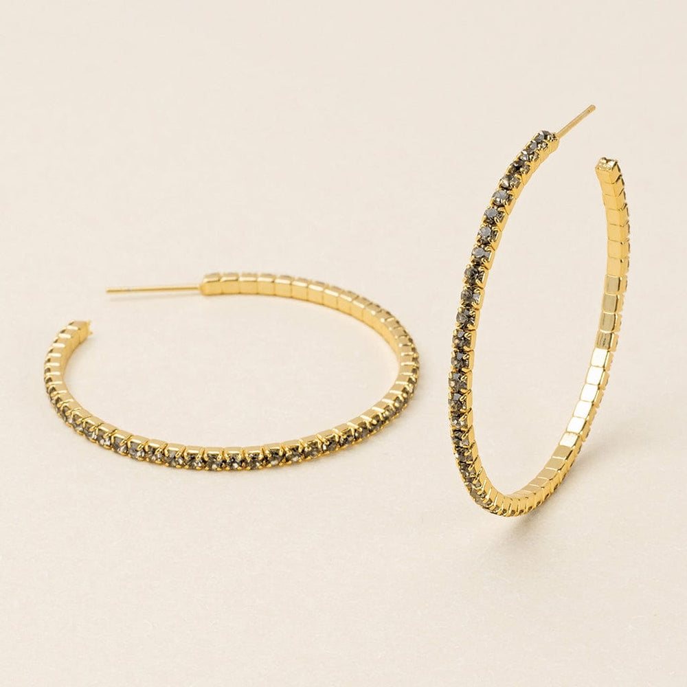 EAR Sparkle & Shine Large Rhinestone Hoop Earrings - Greige