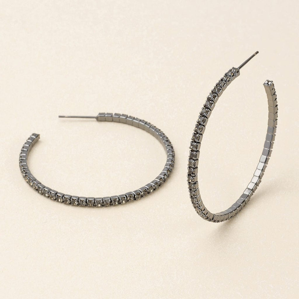 
                      
                        EAR Sparkle & Shine Large Rhinestone Hoop Earrings - Greige Gunmetal
                      
                    