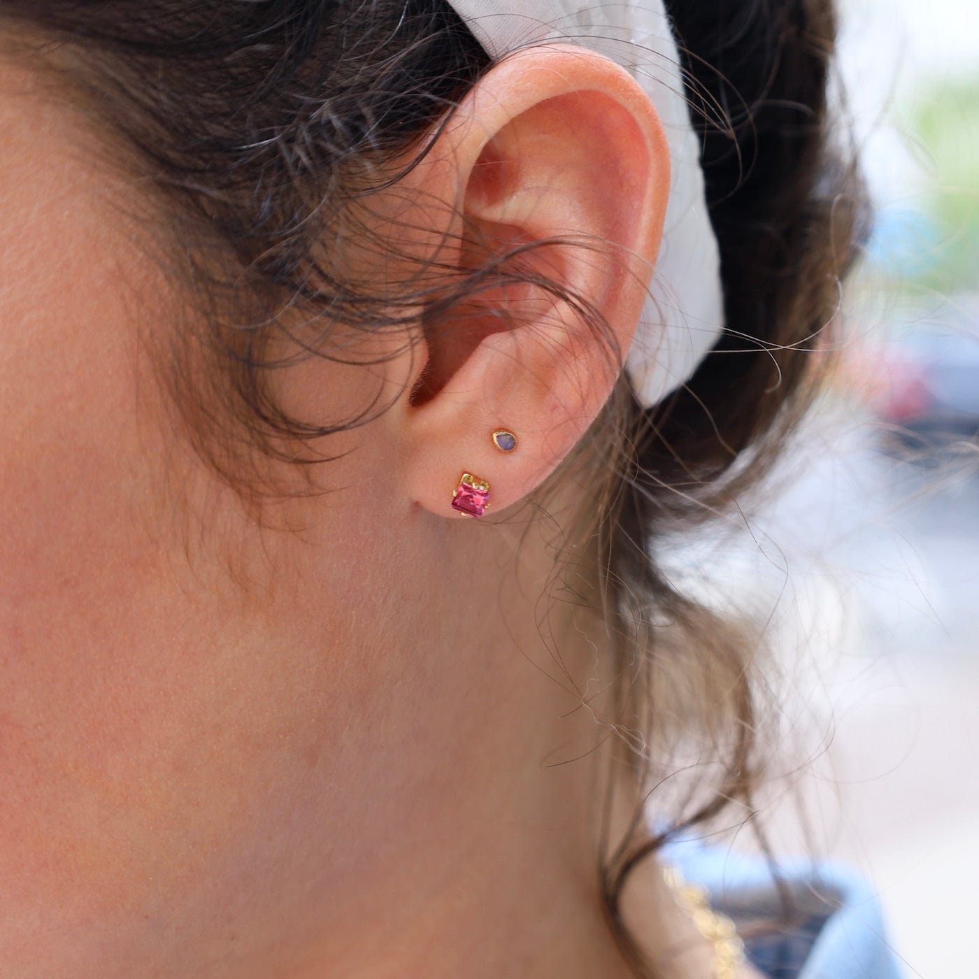EAR Sparkle & Shine Small Enamel Flower Earrings - Fuchsia