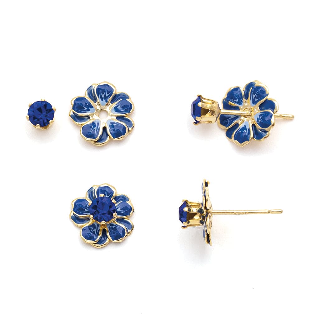EAR Sparkle & Shine Small Enamel Flower Earrings - Sapphire
