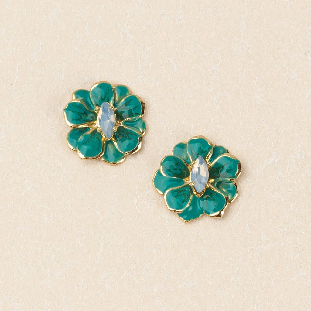 EAR Sparkle & Shine Small Enamel Flower Earrings - Turquoise