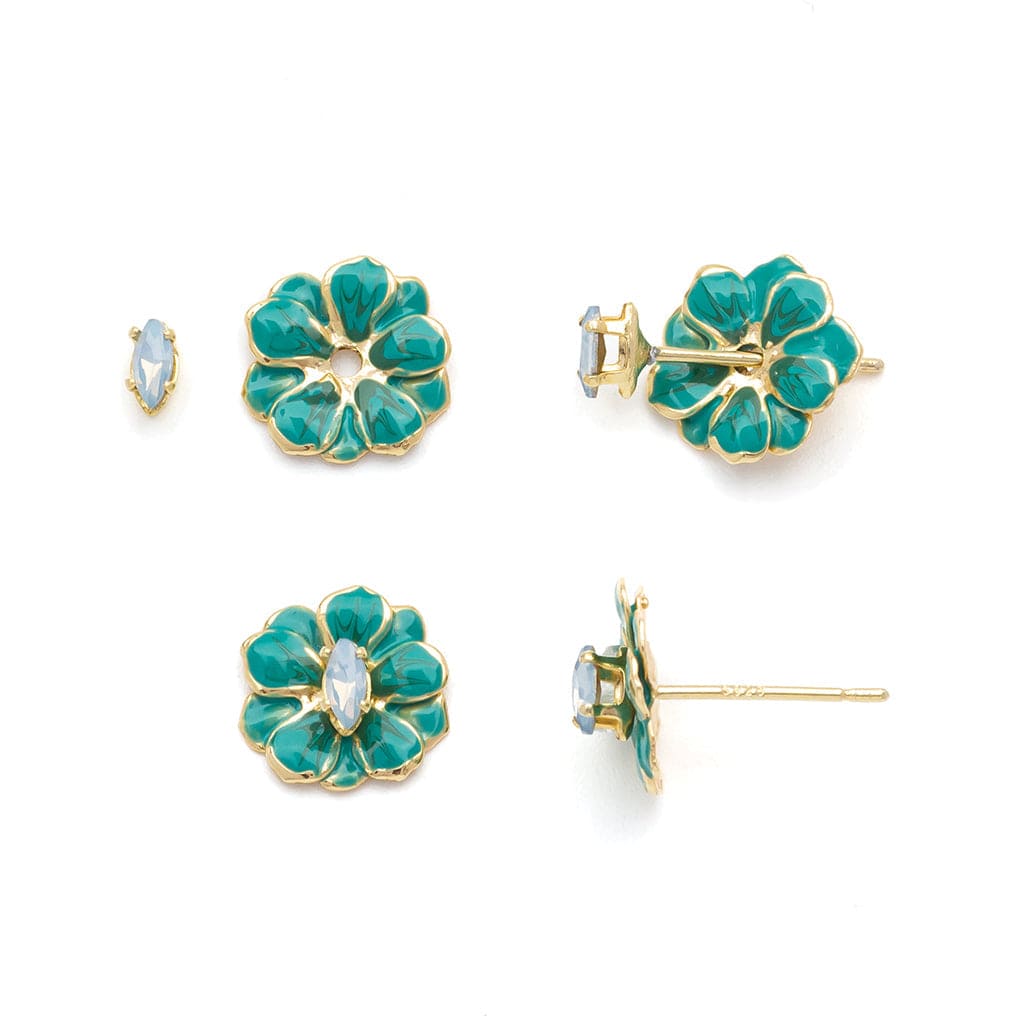 EAR Sparkle & Shine Small Enamel Flower Earrings - Turquoise