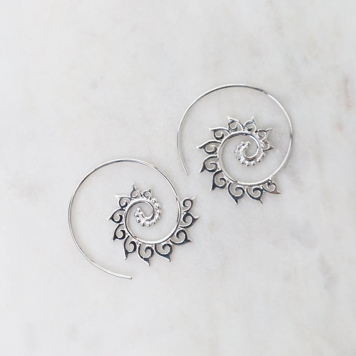 EAR Spiral Hoops with Small Swirls & Dots