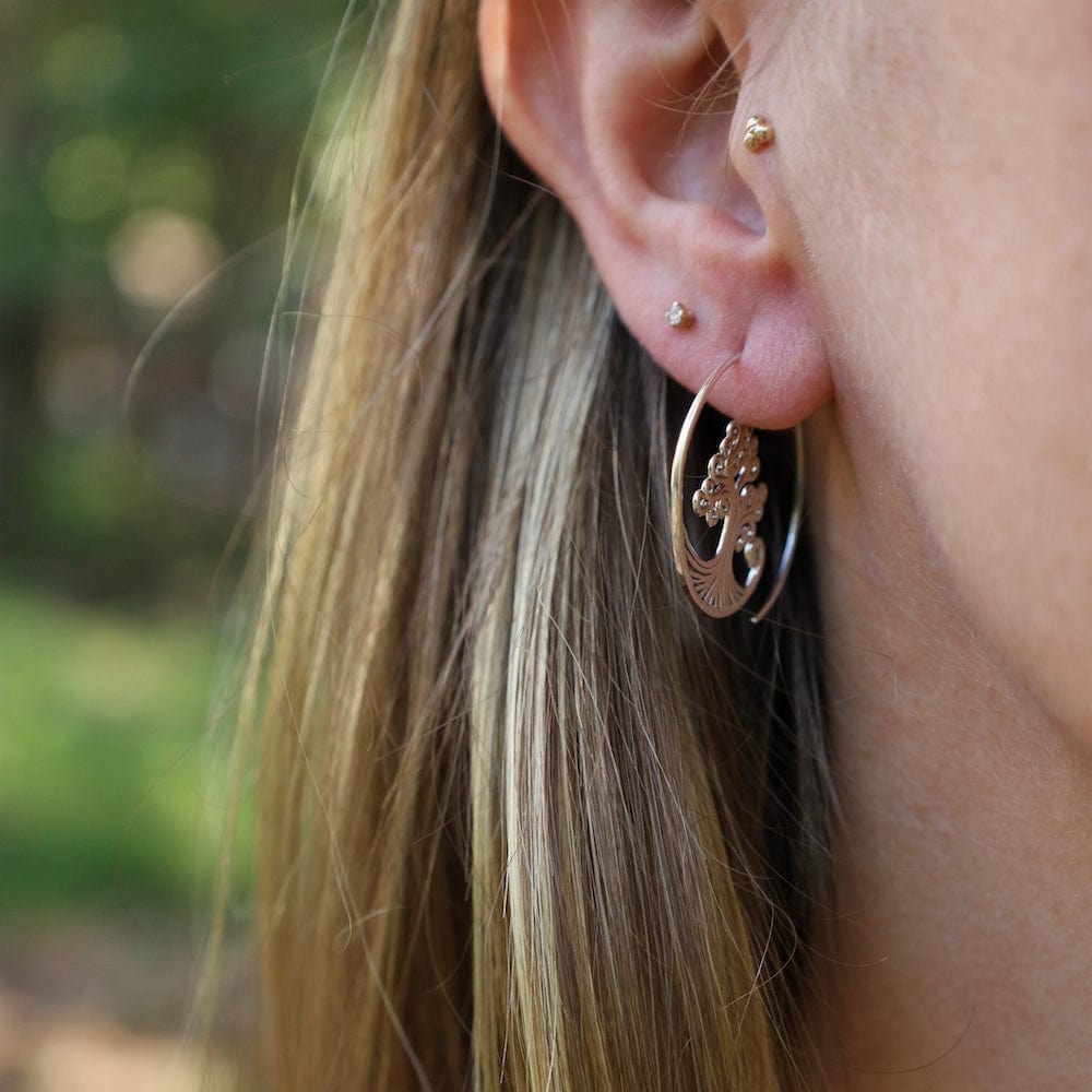 EAR Spiral Hoops with Tree