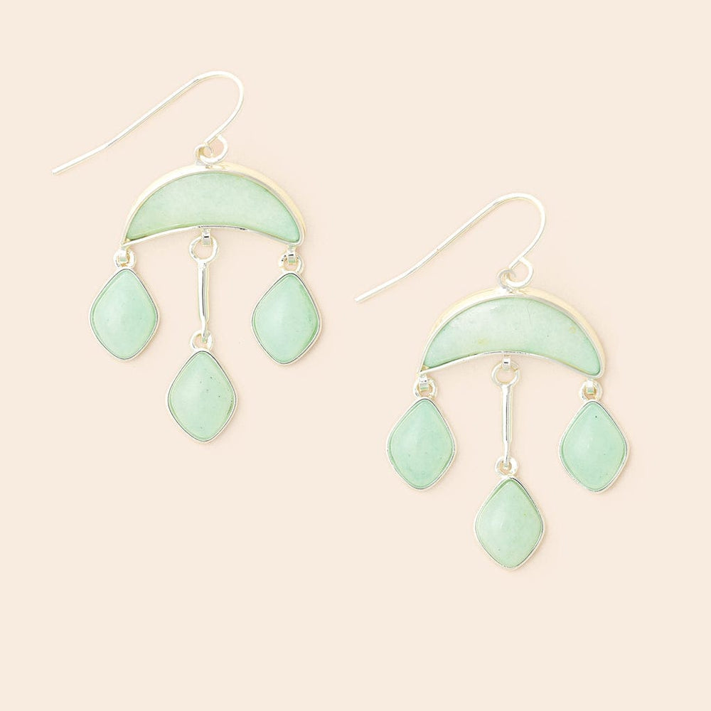 EAR-SPL Amazonite Stone Crescent Drop Earrings