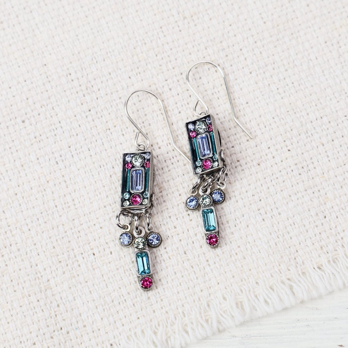EAR-SPL Architectural Medium Drop Earrings- Light Blue