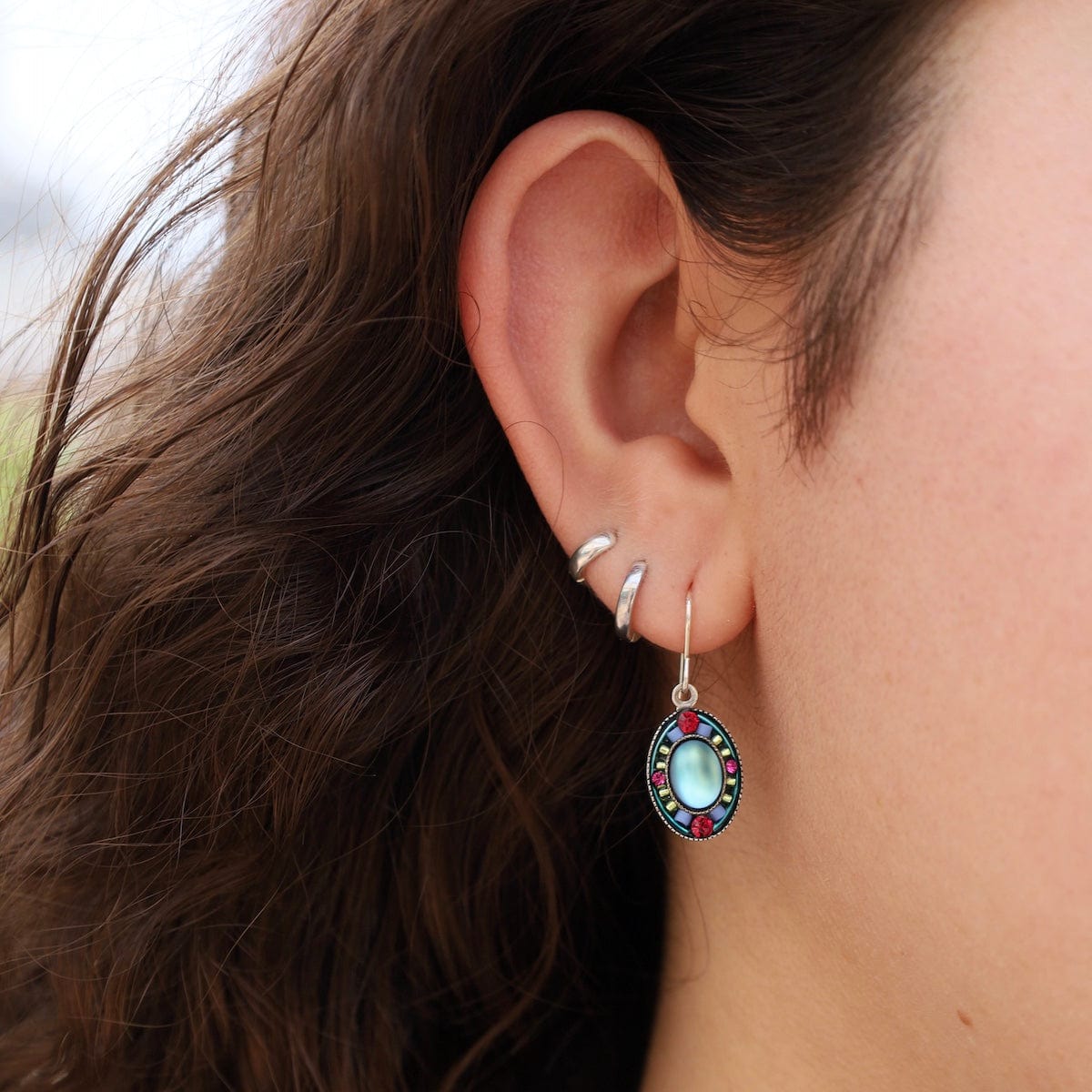 EAR-SPL Bermuda Blue Moonlight Single Oval Earrings