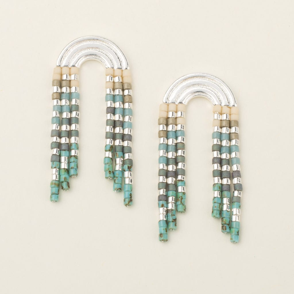 Chromacolor Miyuki Rainbow Fringe Earrings Turquoise Multi Silver