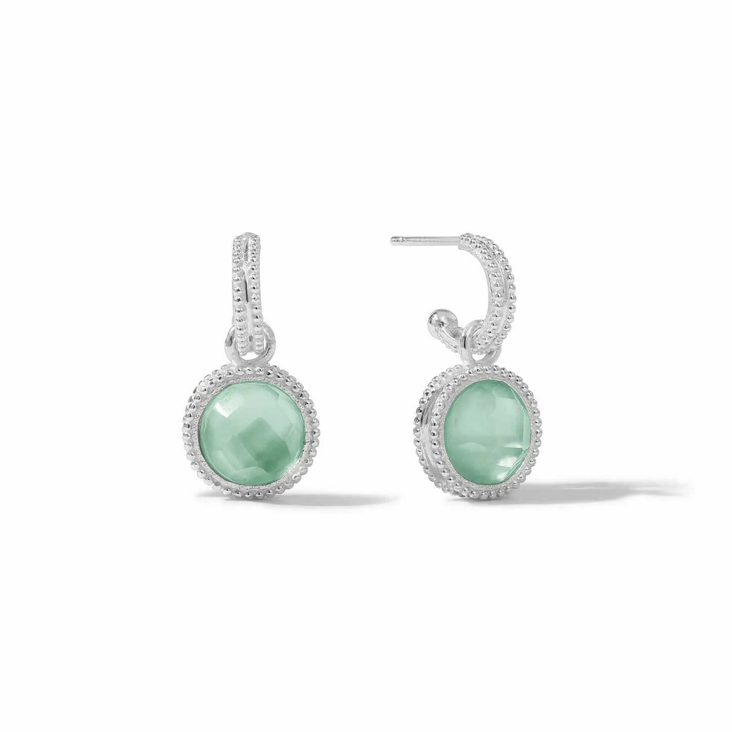 EAR-SPL Fleur-de-Lis Hoop & Charm Earring - Iridescent Aquamarine Blue