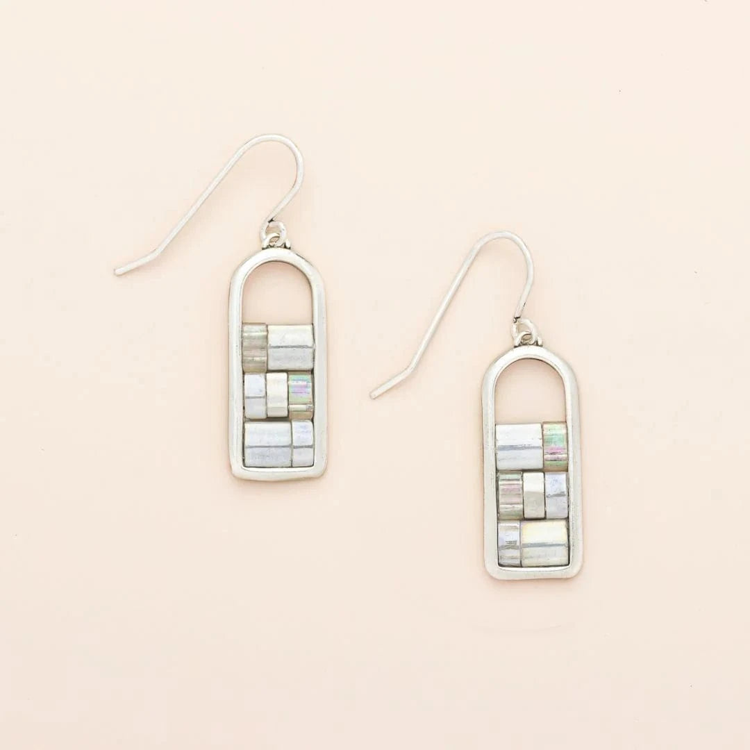 EAR-SPL Good Karma Miyuki Frame Earring - Frost/Silver