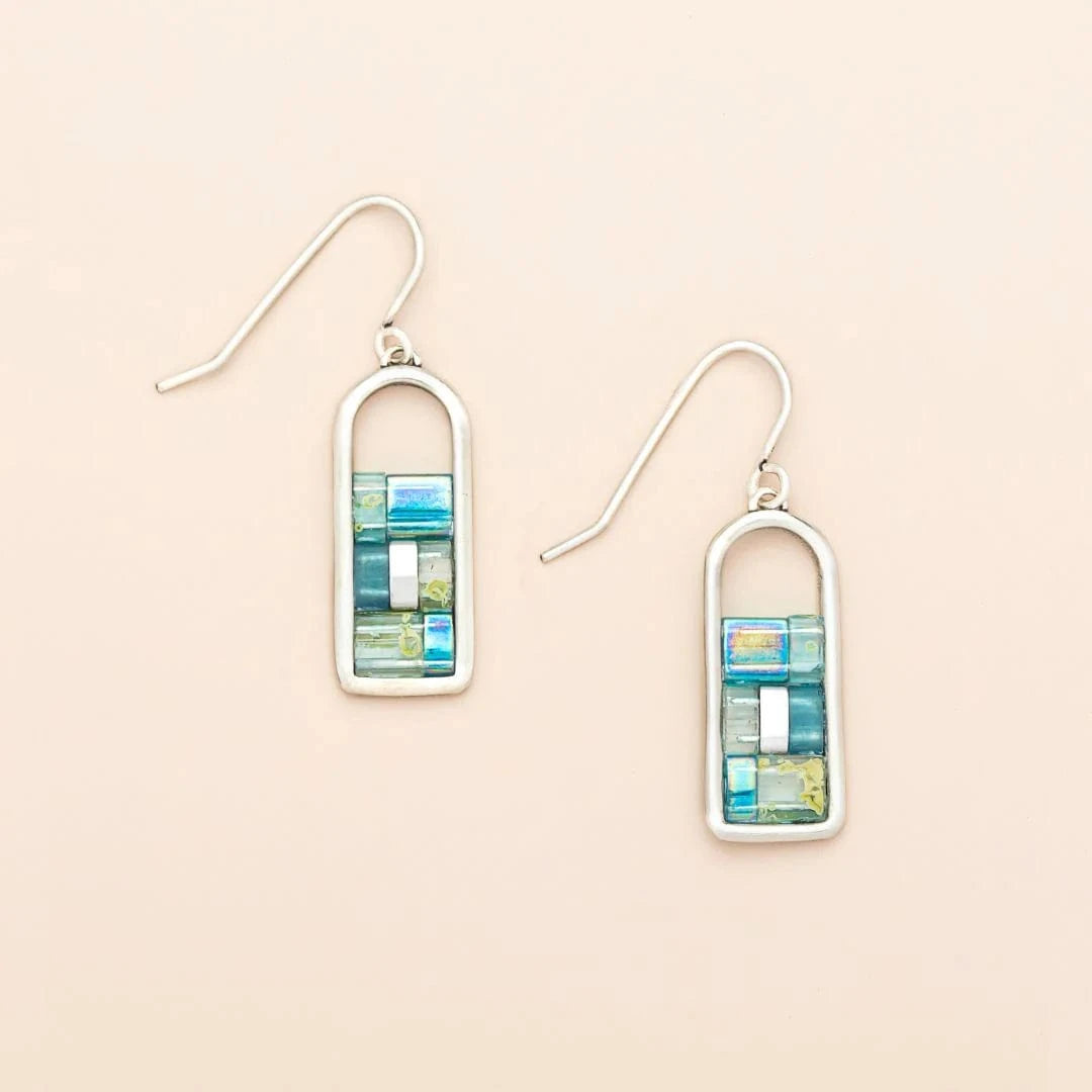 EAR-SPL Good Karma Miyuki Frame Earring - Marine/Silver