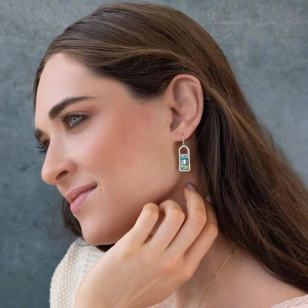 EAR-SPL Good Karma Miyuki Frame Earring - Marine/Silver