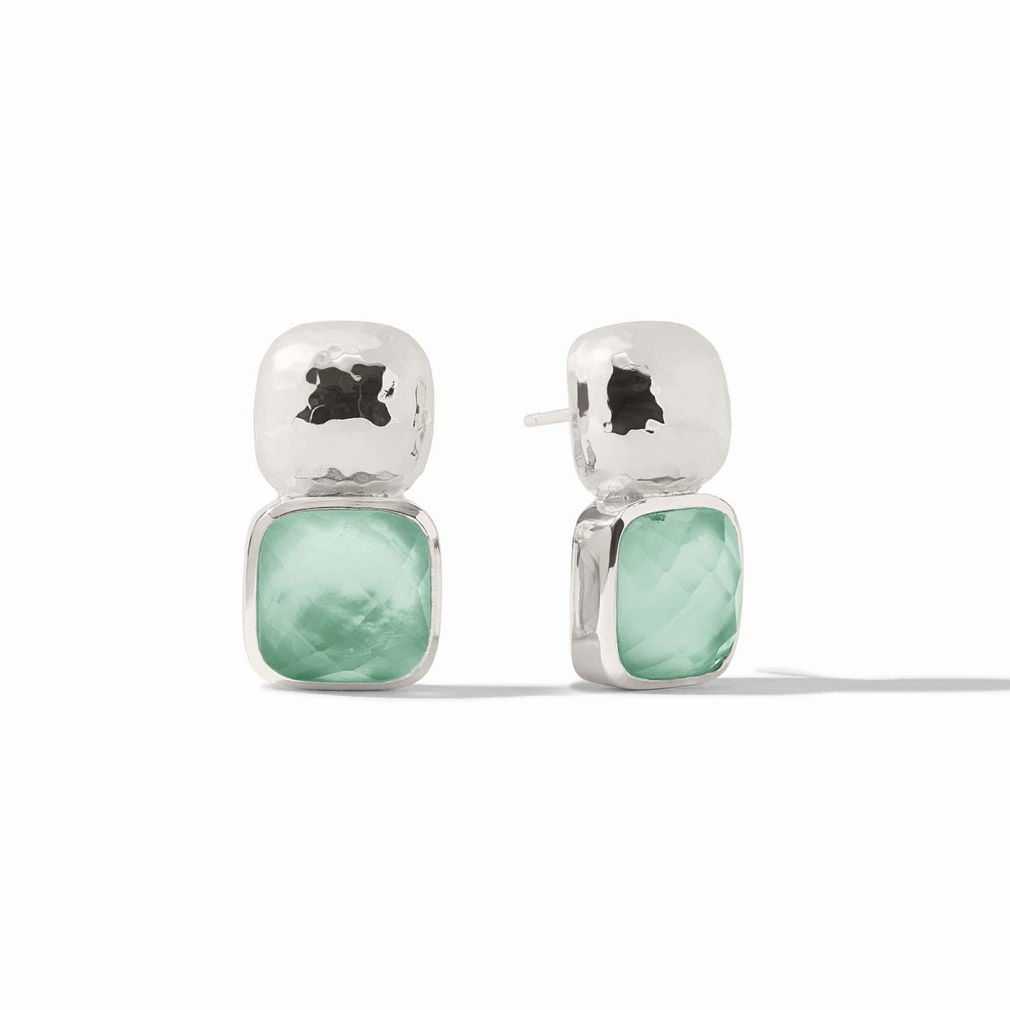 EAR-SPL Iridescent Aquamarine Blue Silver Plated Catalina Earrings