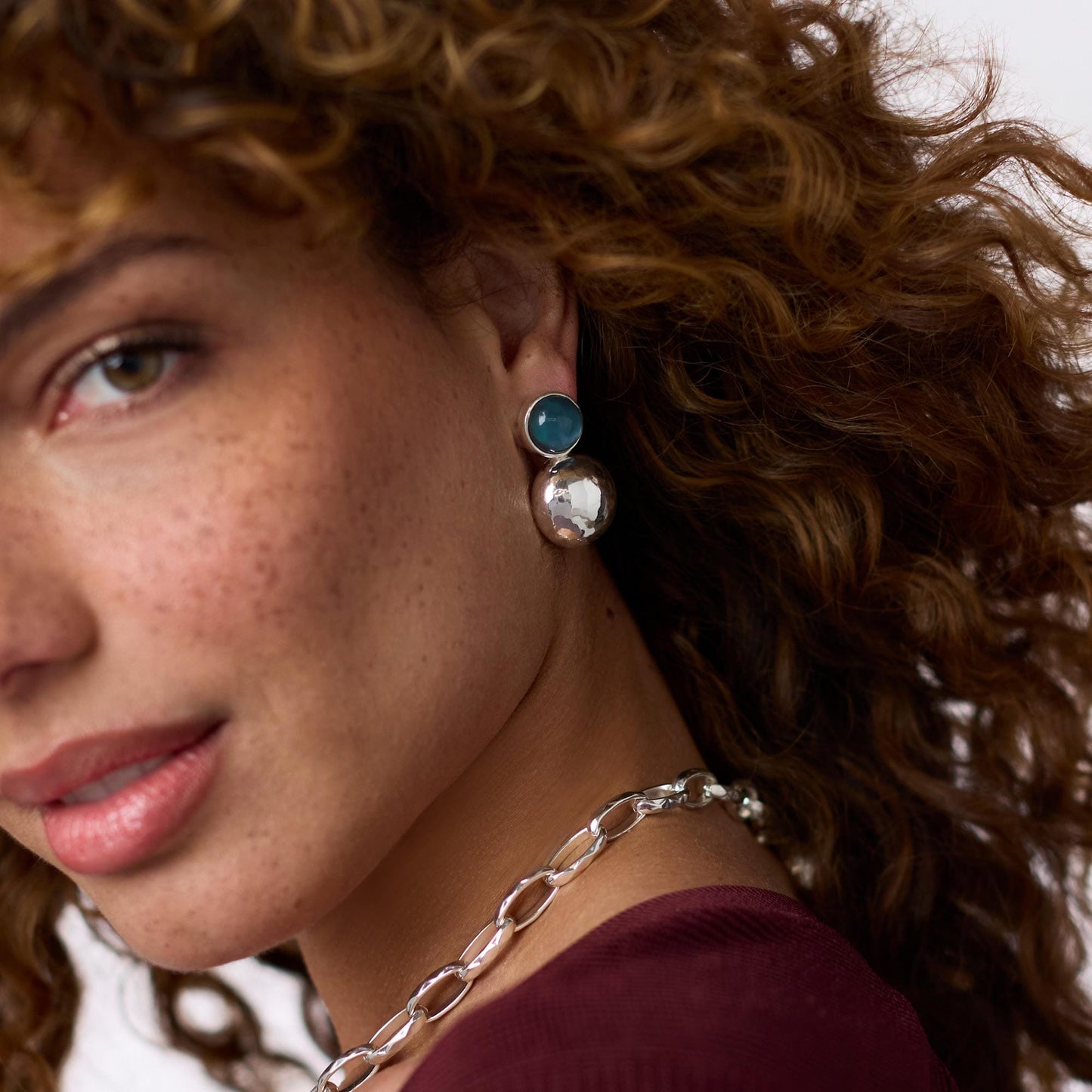 EAR-SPL Iridescent Montana Blue Silver Solara Midi Earrings