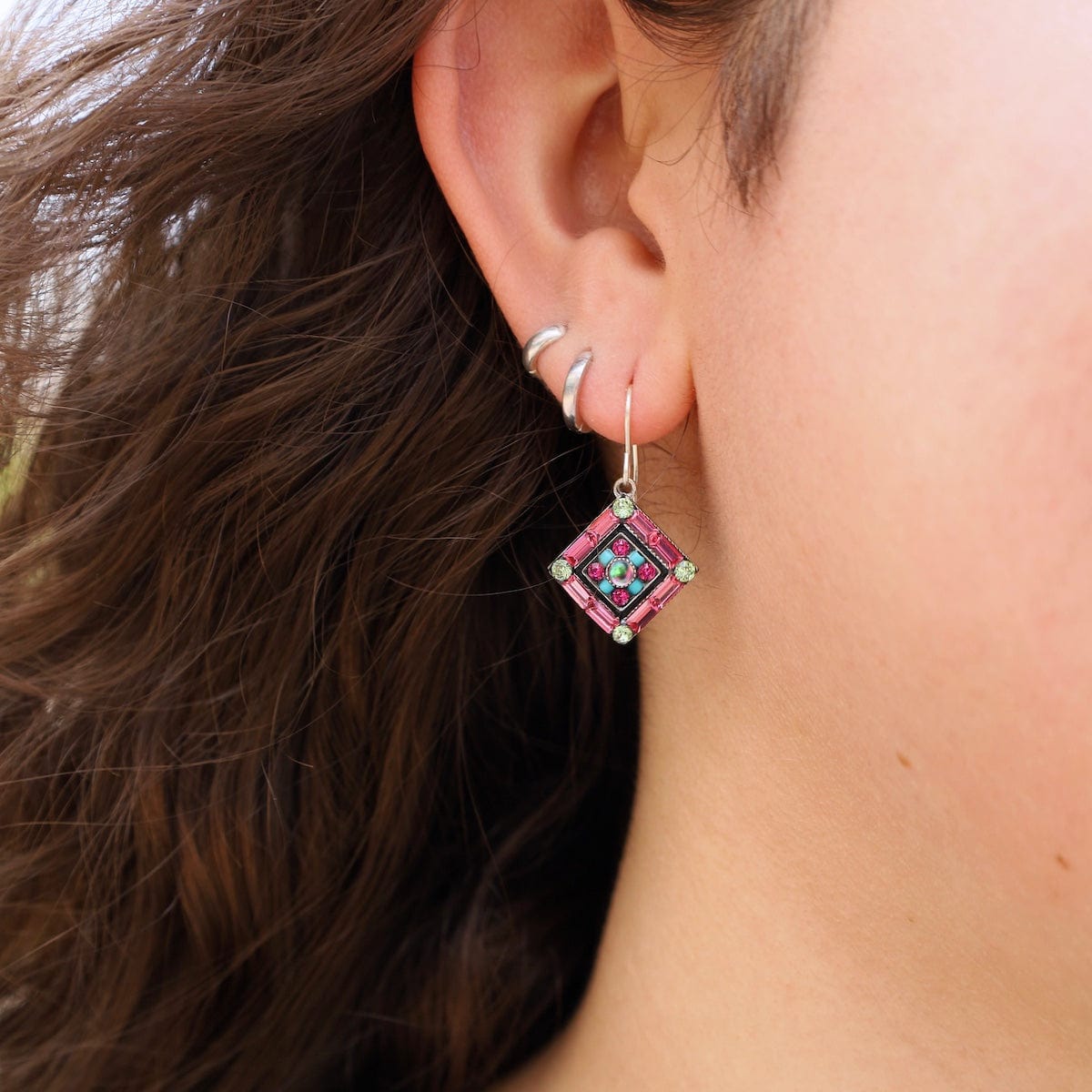 EAR-SPL La Dolce Vita Crystal Diagonal Earrings - Rose