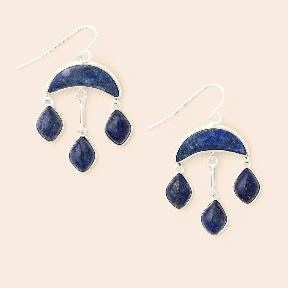 EAR-SPL Lapis Stone Crescent Drop Earrings