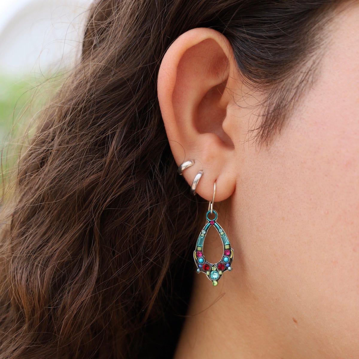 EAR-SPL Light Turquoise Oval Hoop Earrings