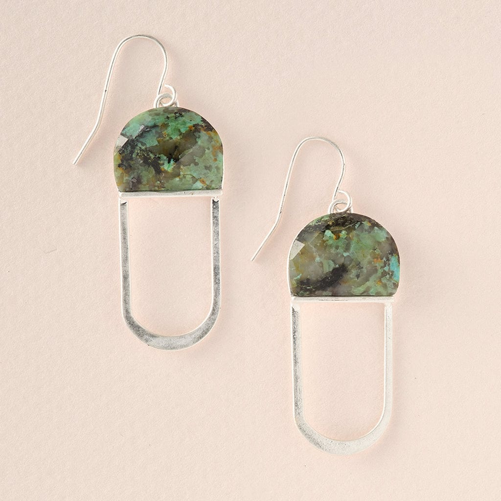 Load image into Gallery viewer, EAR-SPL Modern Stone Chandelier Earring - African Turquoise &amp;amp; Silver
