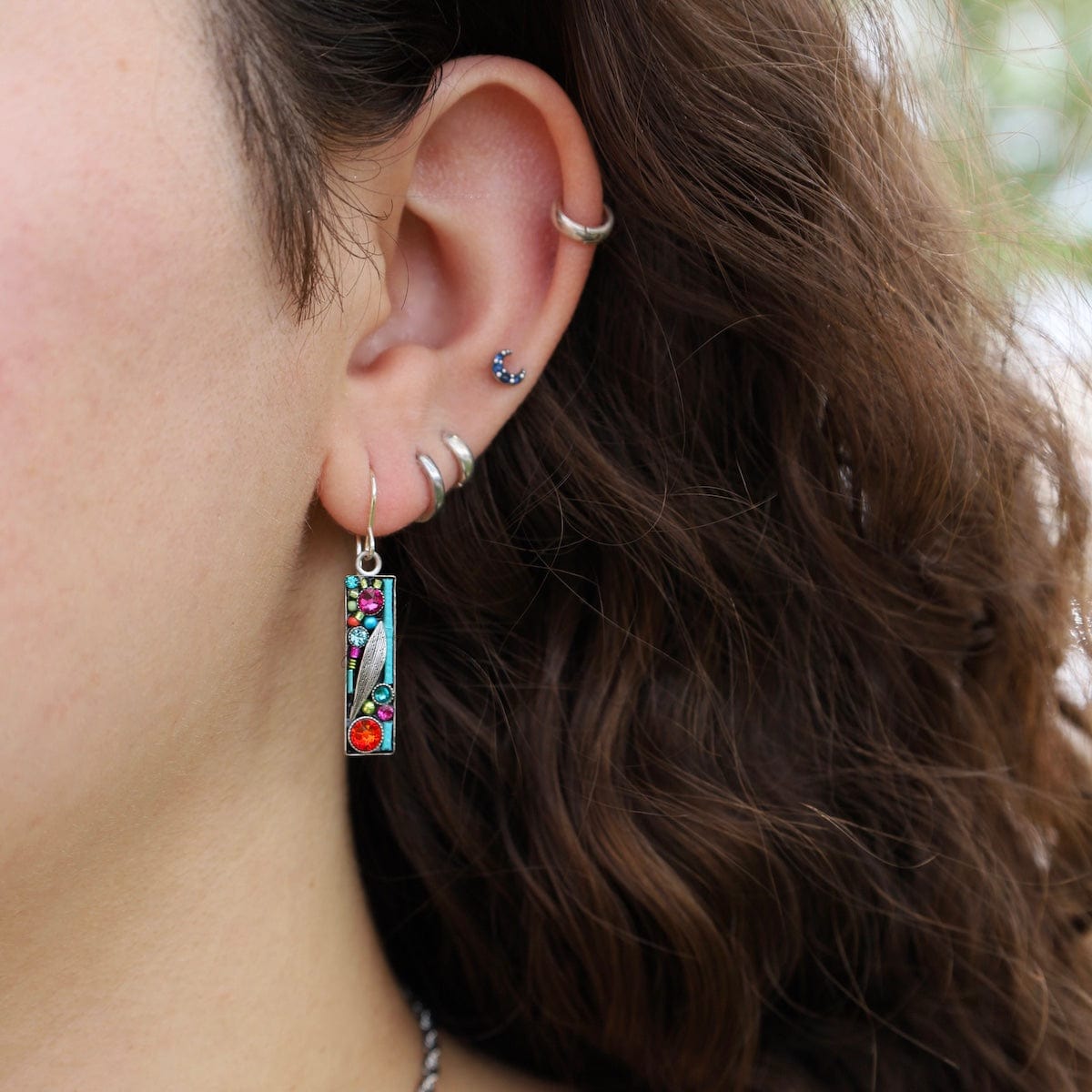 EAR-SPL Multicolor Botanical Rectangle Leaf Earrings
