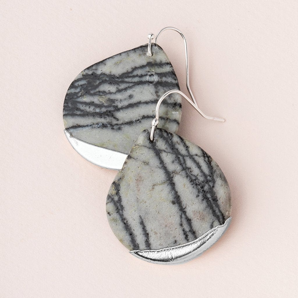 EAR-SPL Picasso Jasper Silver Dipped Teardrop Earring