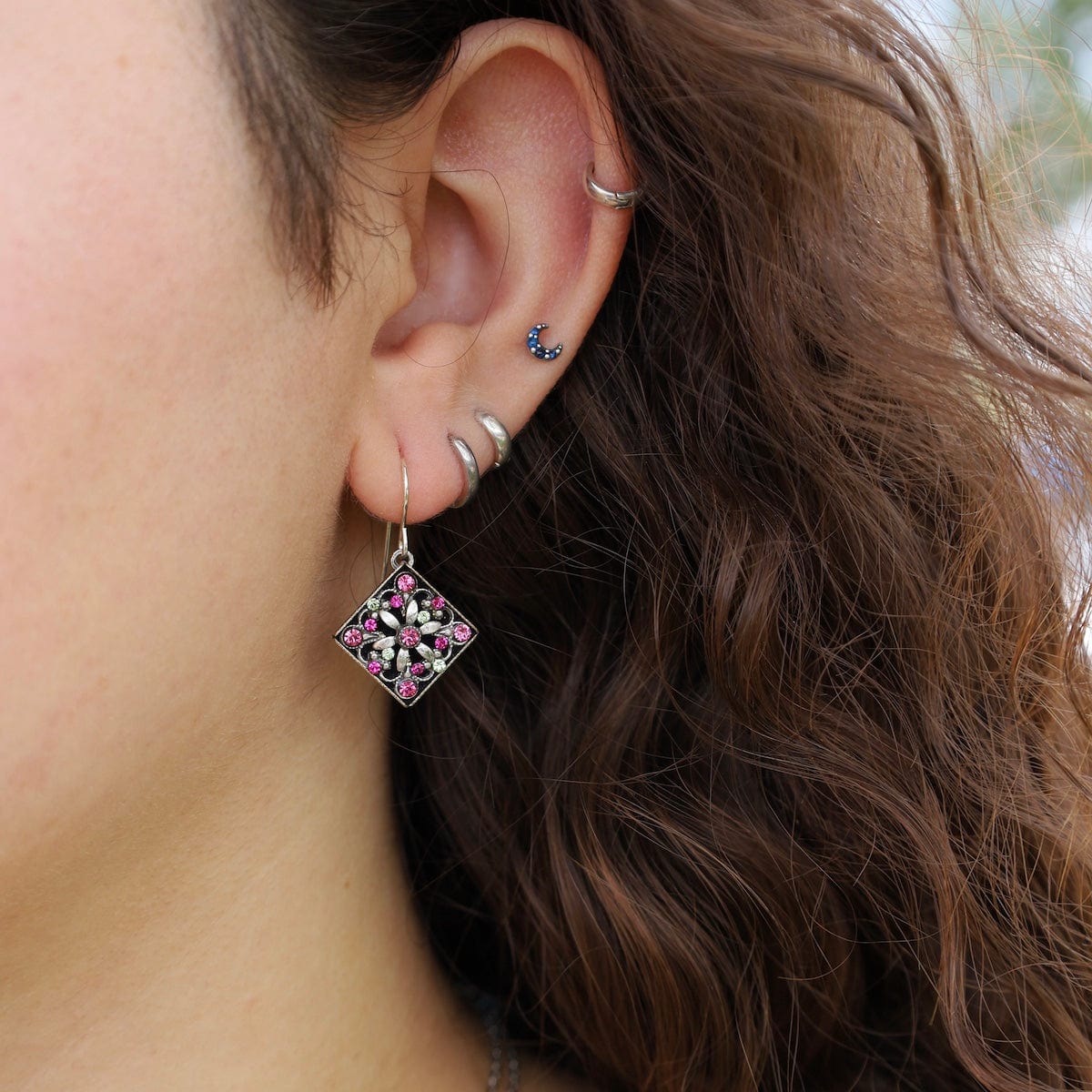 EAR-SPL Rose Diamond Shaped Filigree Earrings