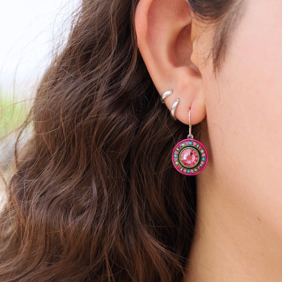 EAR-SPL Rose La Dolce Vita Crystal Round Earrings