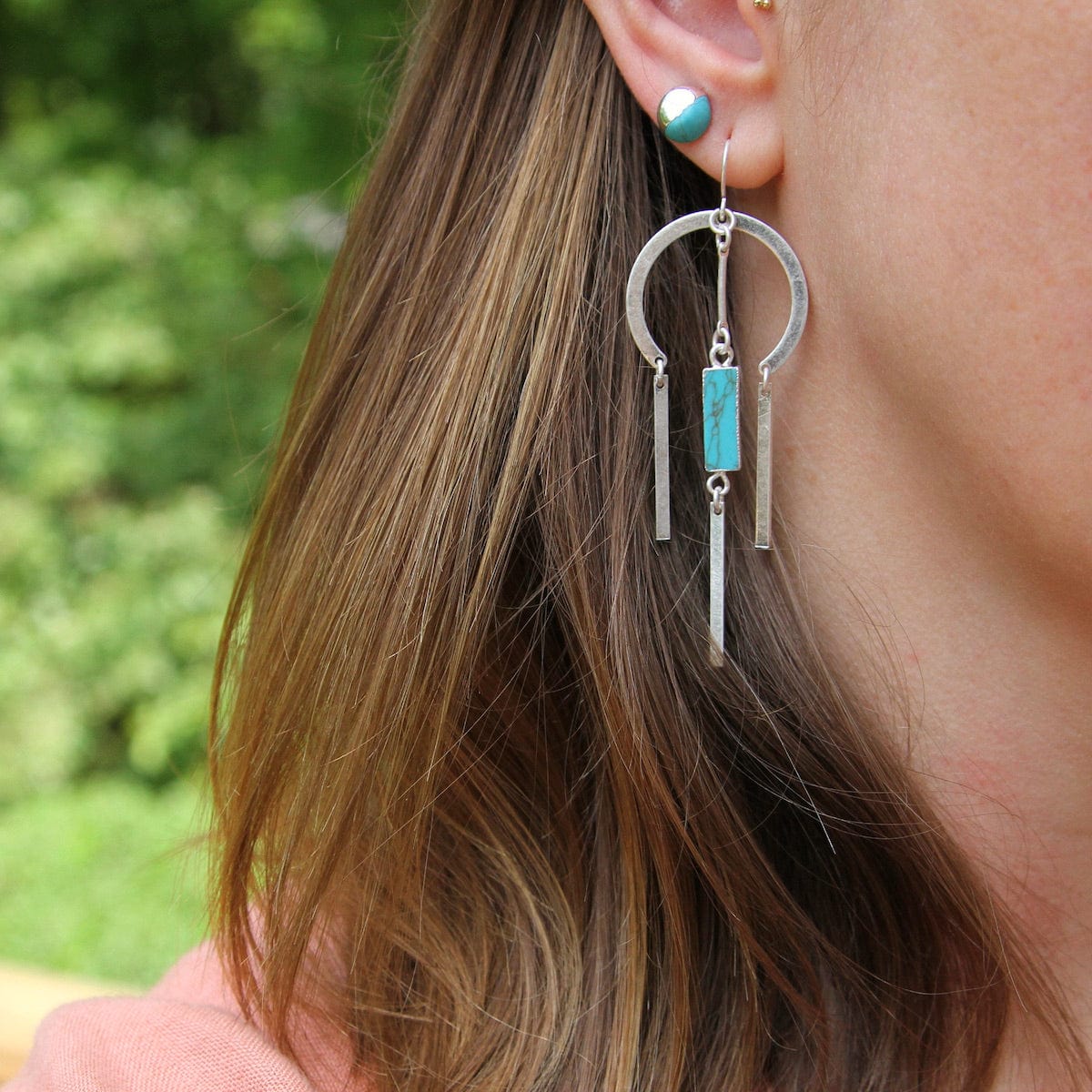 EAR-SPL Scout Dream Catcher Stone Earring - Turquoise/Silver