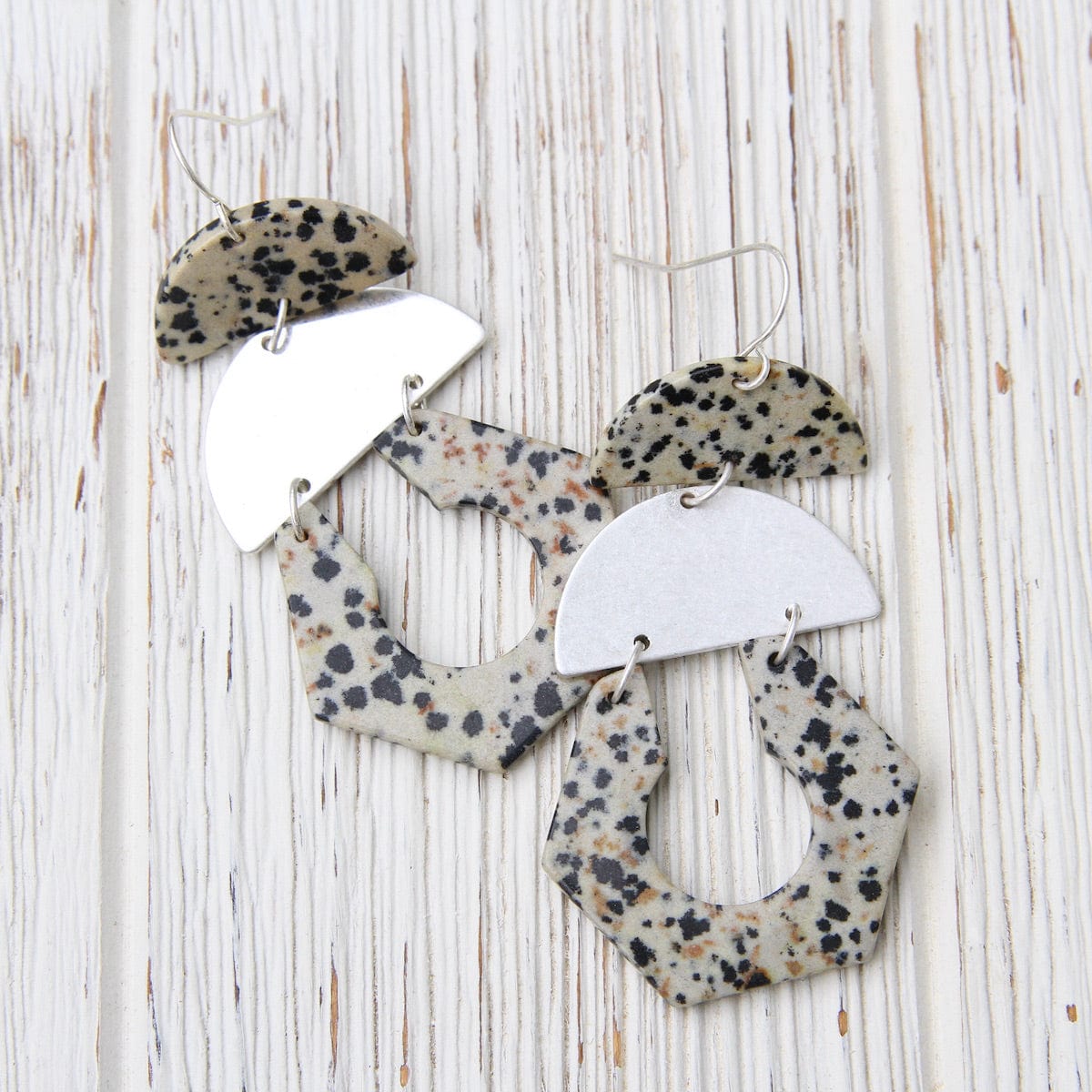 Load image into Gallery viewer, EAR-SPL Scout Stone Cutout Earring - Dalmatian Jasper/Silver
