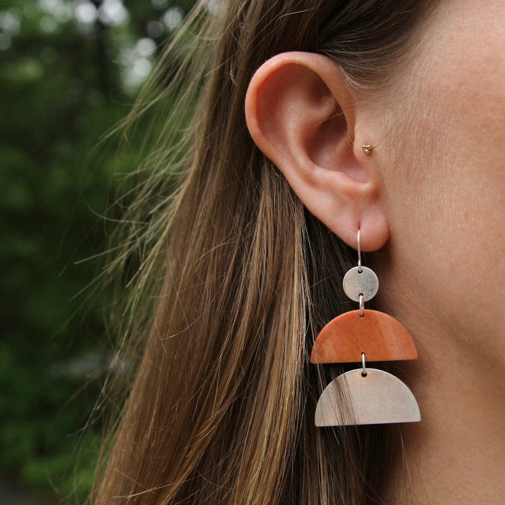 
                      
                        EAR-SPL Scout Stone Half Moon Earring - Petrified Wood/Silver
                      
                    