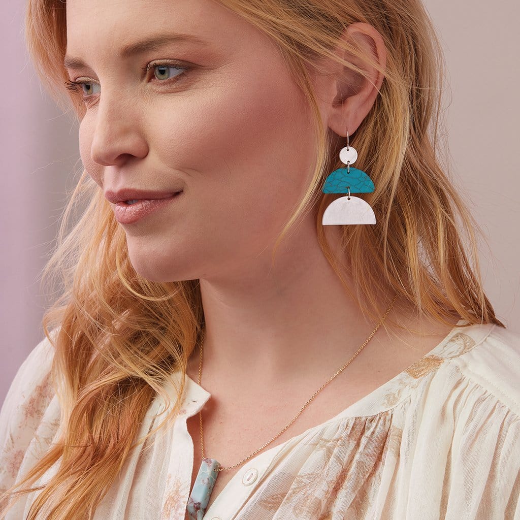 EAR-SPL Scout Stone Half Moon Earring - Turquoise/Silver