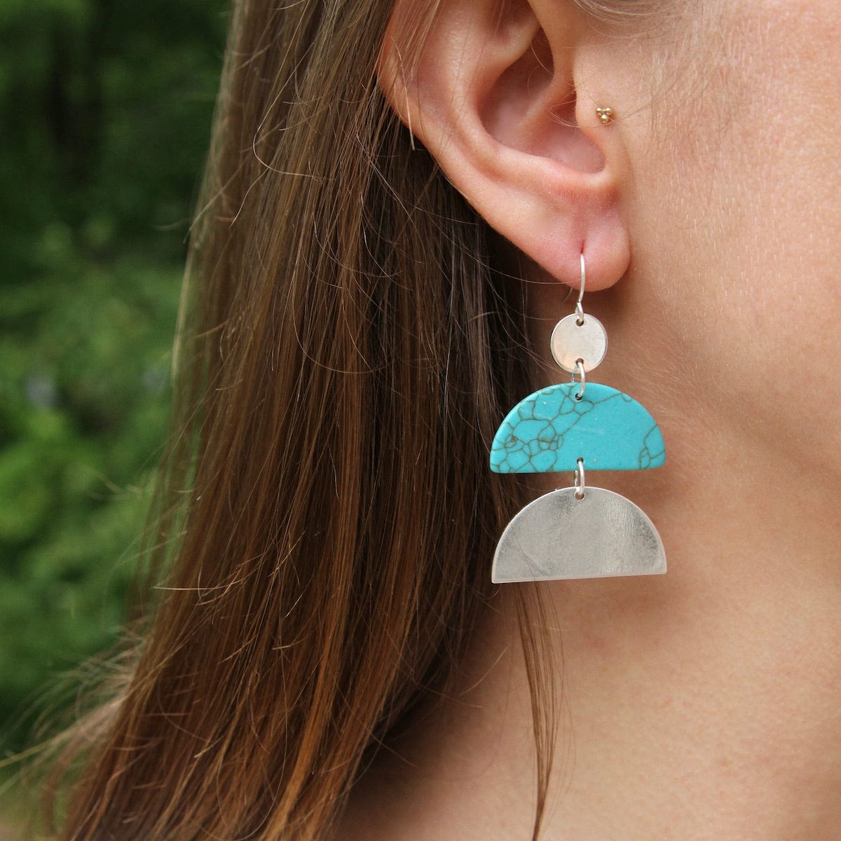 EAR-SPL Scout Stone Half Moon Earring - Turquoise/Silver
