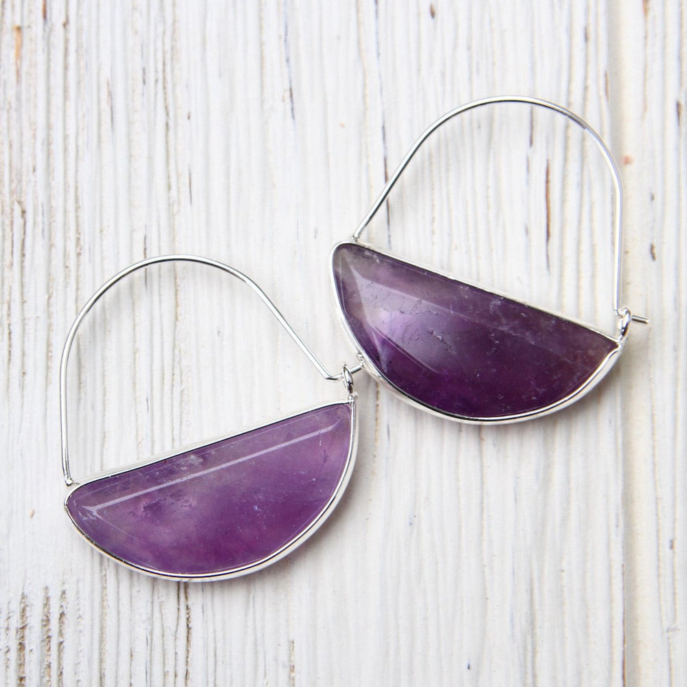 EAR-SPL Scout Stone Prism Hoop - Amethyst/Silver