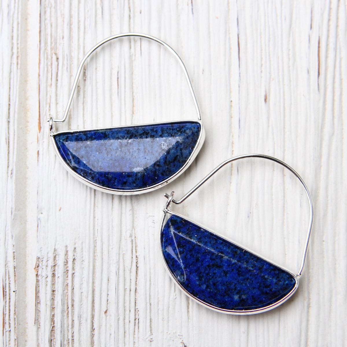 EAR-SPL Scout Stone Prism Hoop - Lapis/Silver