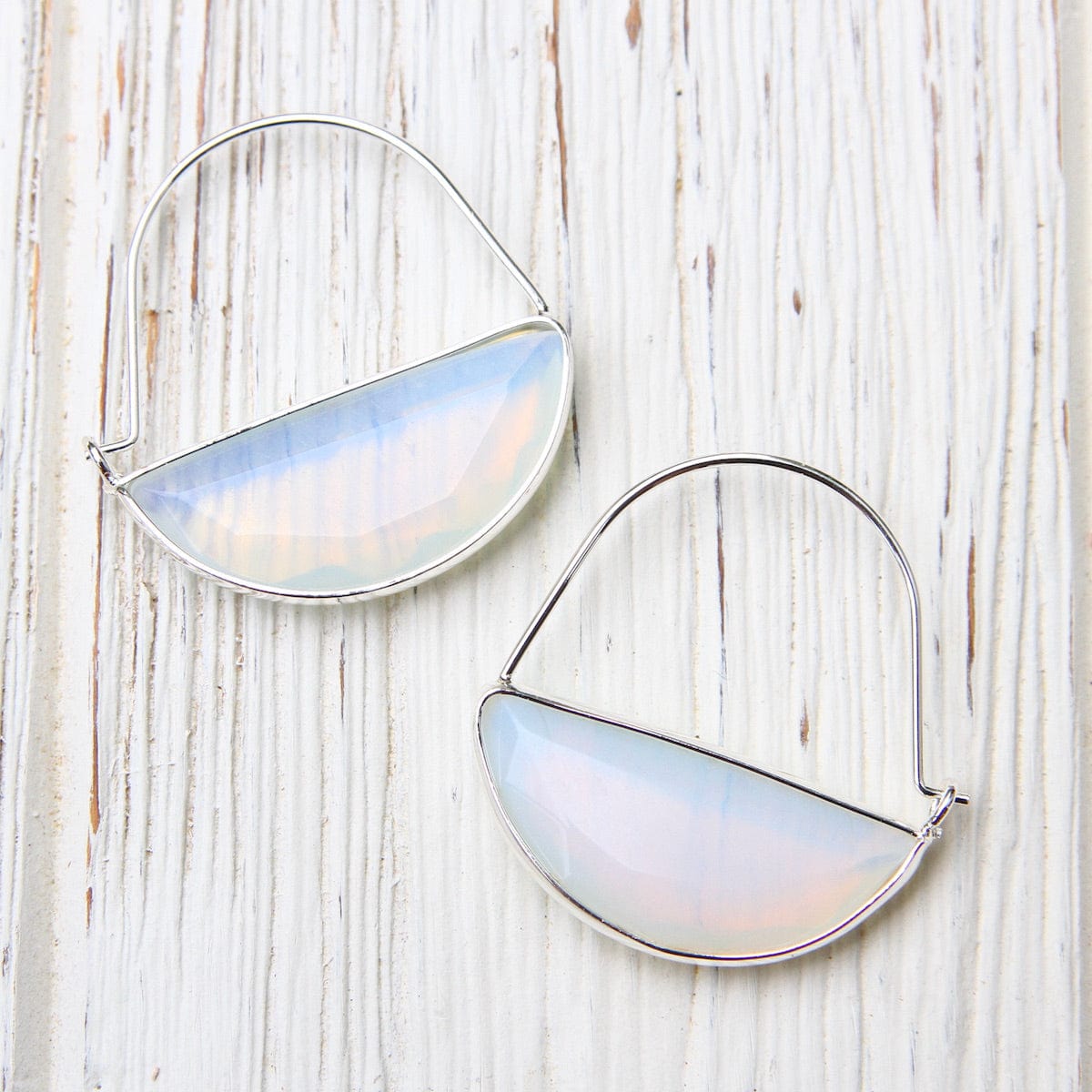 EAR-SPL Scout Stone Prism Hoop - Opalite/Silver