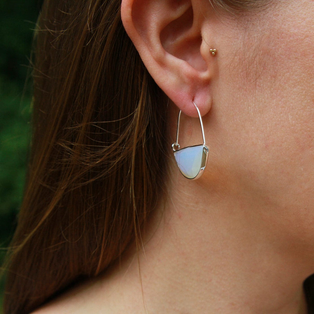 EAR-SPL Scout Stone Prism Hoop - Opalite/Silver