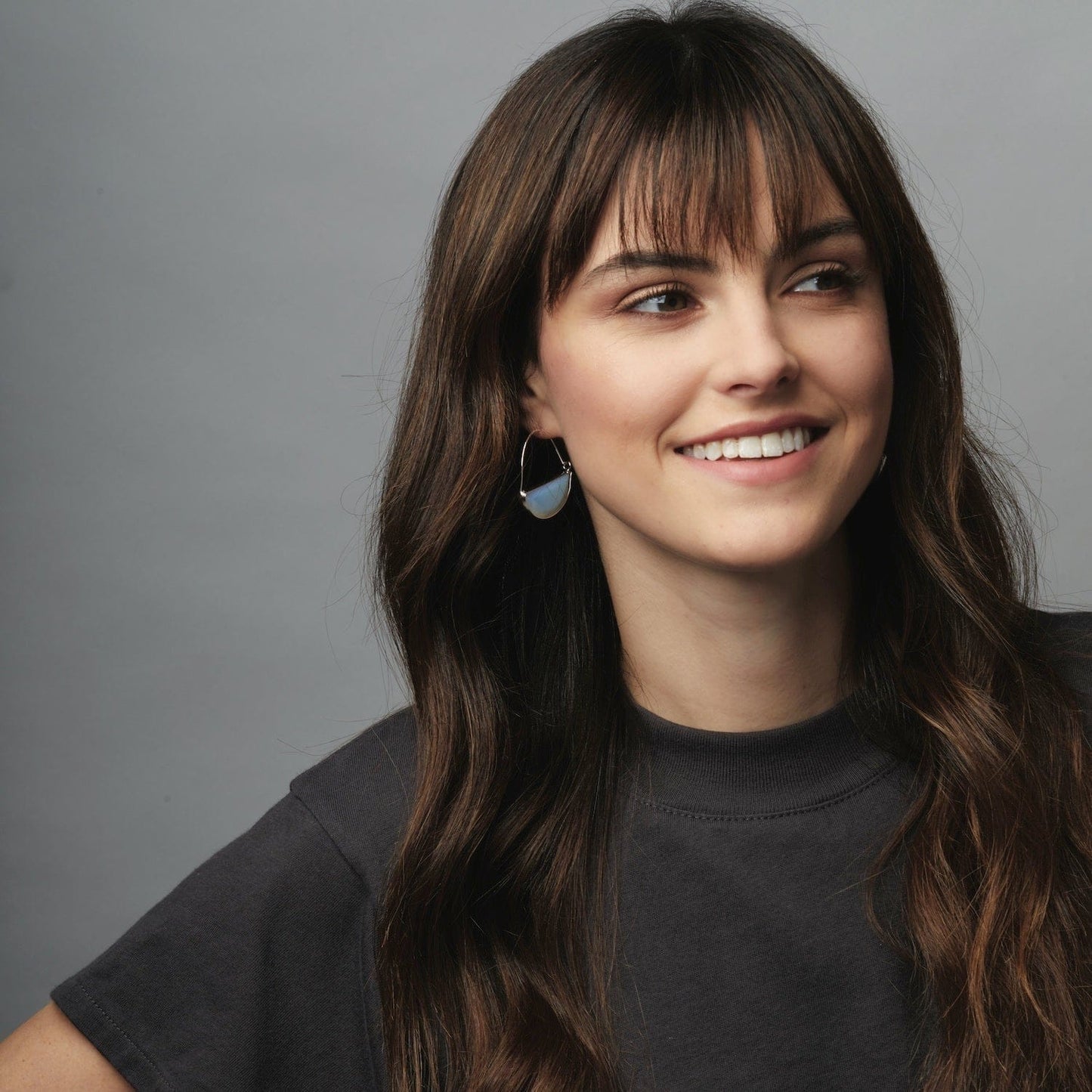 EAR-SPL Scout Stone Prism Hoops - Opalite & Silver