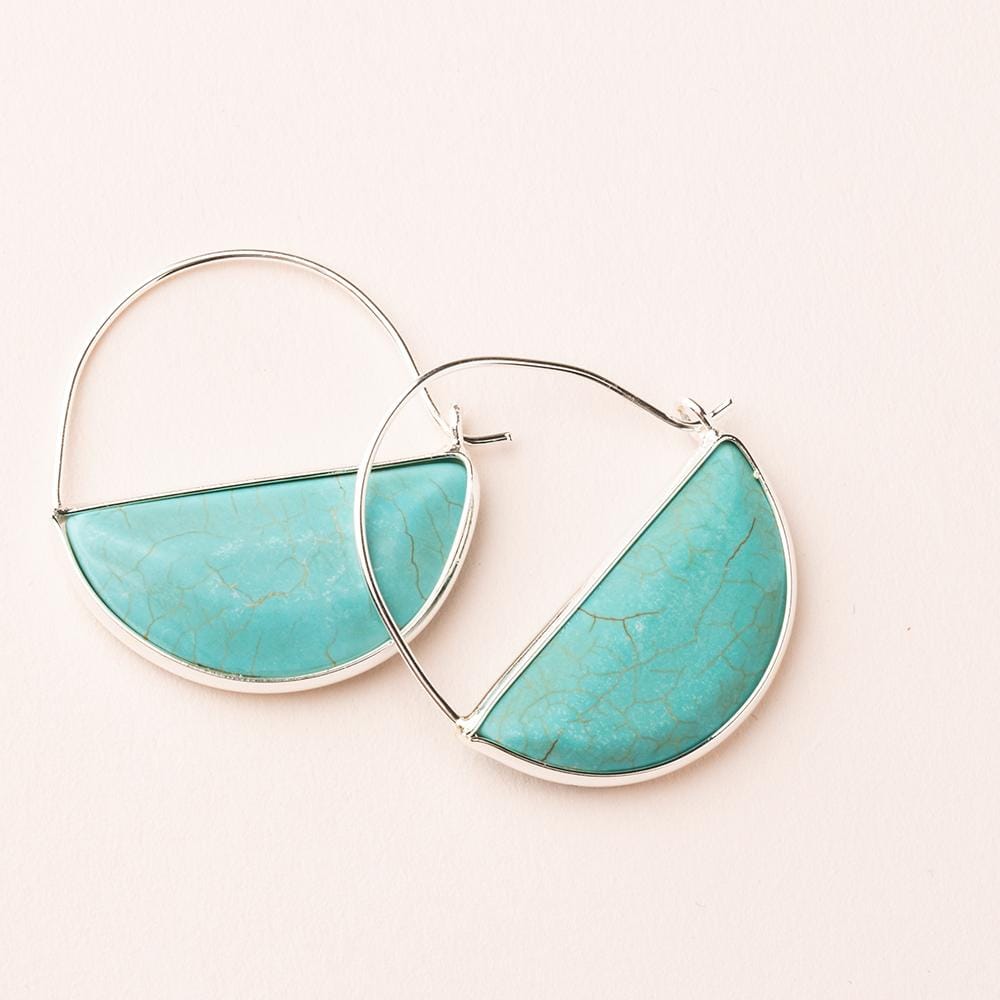 EAR-SPL Scout Stone Prism Hoops - Turquoise & Silver