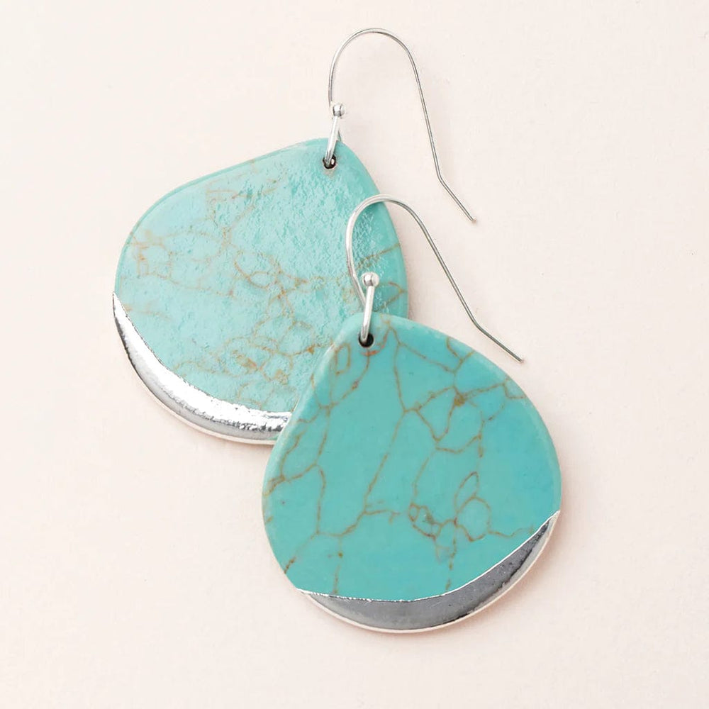 EAR-SPL Turquoise Silver Dipped Teardrop Earrings