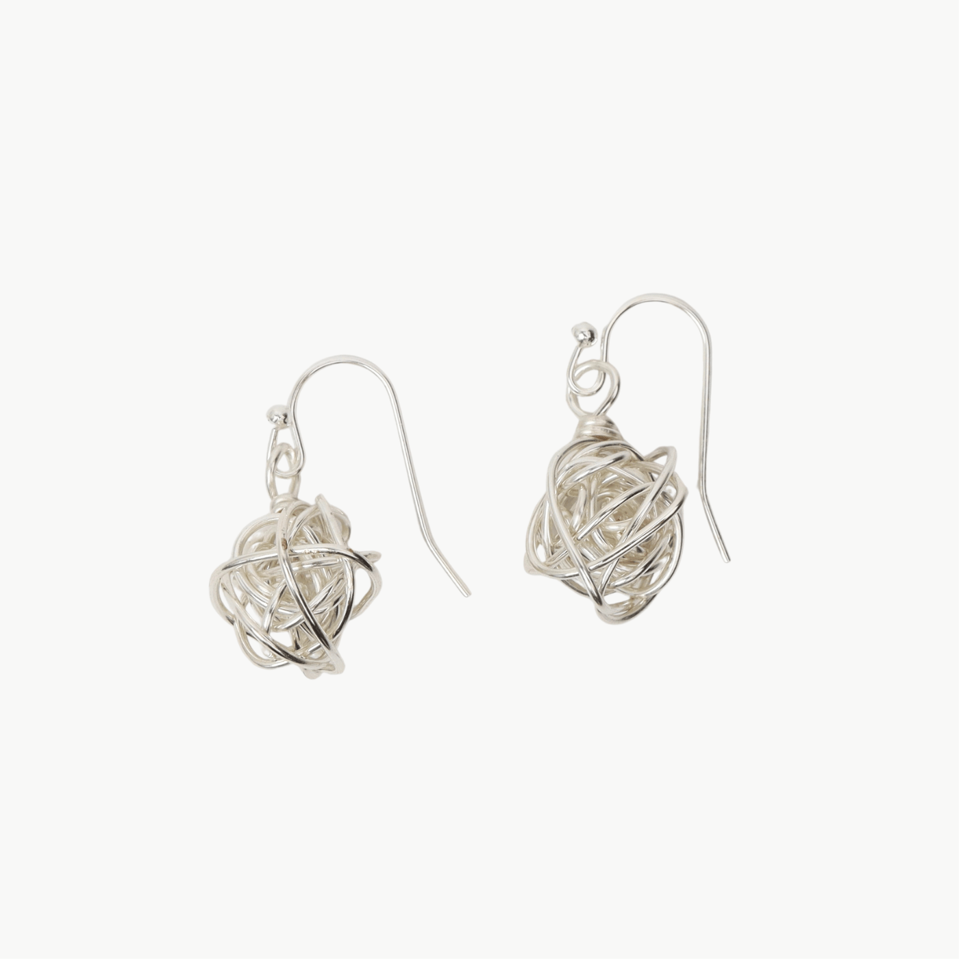 EAR-SPL Wire Knot  Drop From Ear Wire - Silver Plated Bras