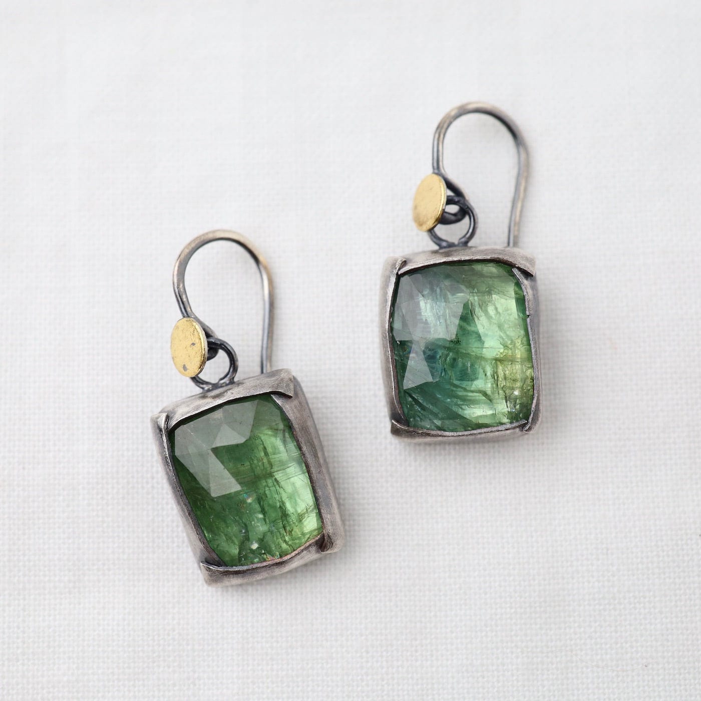 EAR Square Fold Earrings With Green Kyanite