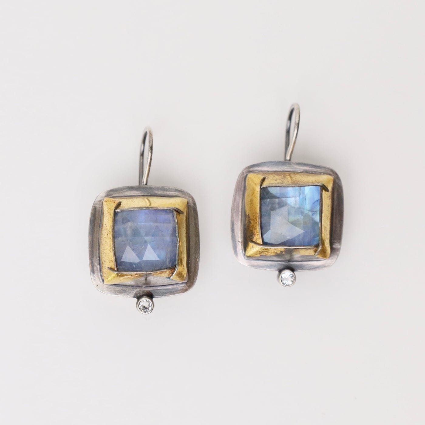 EAR Square Fold Earrings with Moonstone