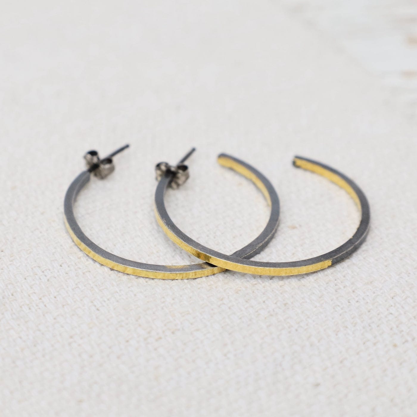 EAR Squared Off Mixed Metal Hoops