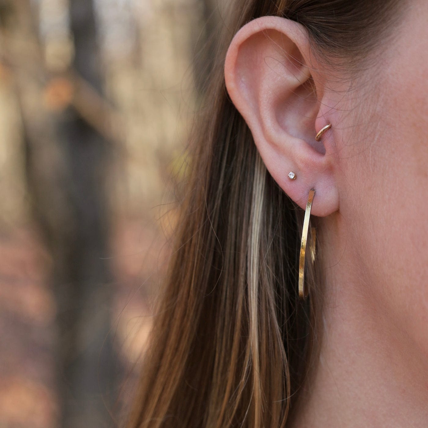 EAR Squared Off Mixed Metal Hoops