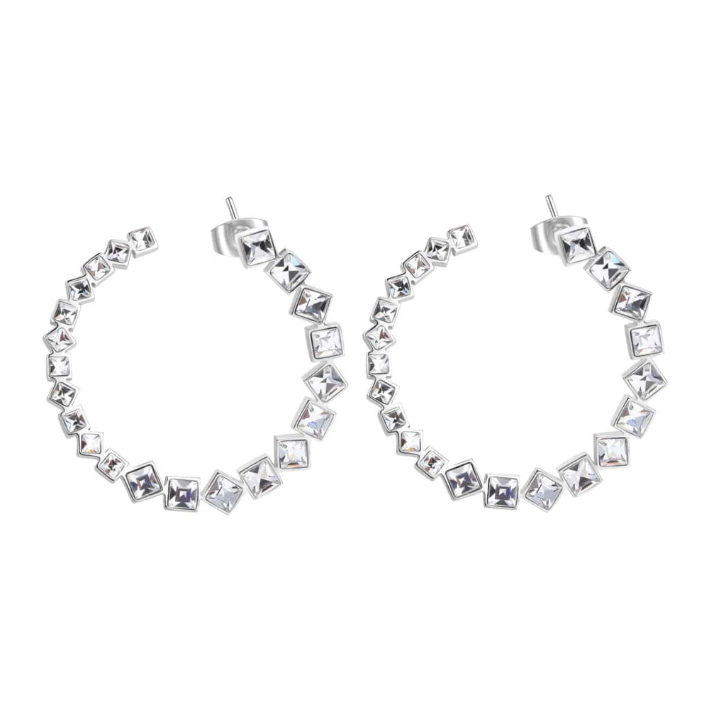 
                      
                        EAR-SS Stainless Steel Hoop Stud Earrings with Clear Crys
                      
                    