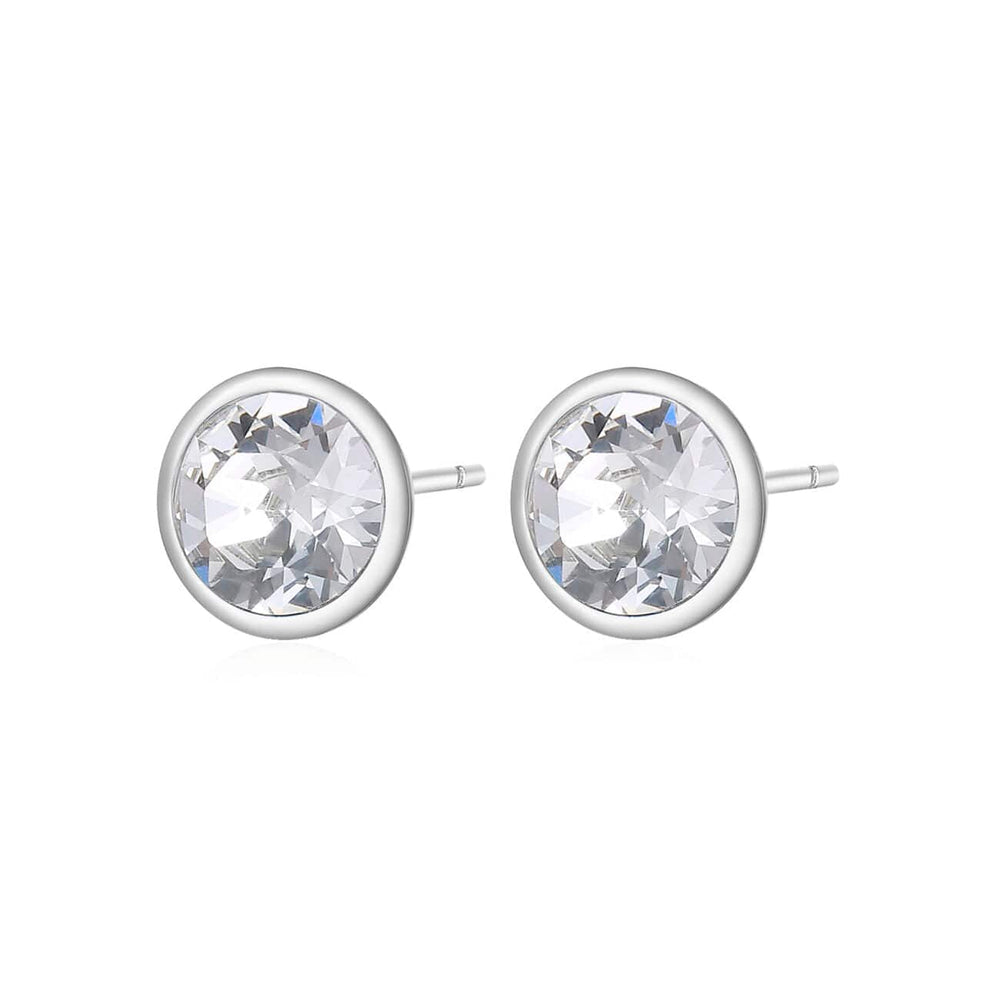 EAR-SS Stainless Steel Stud Earrings with Clear Crystals.