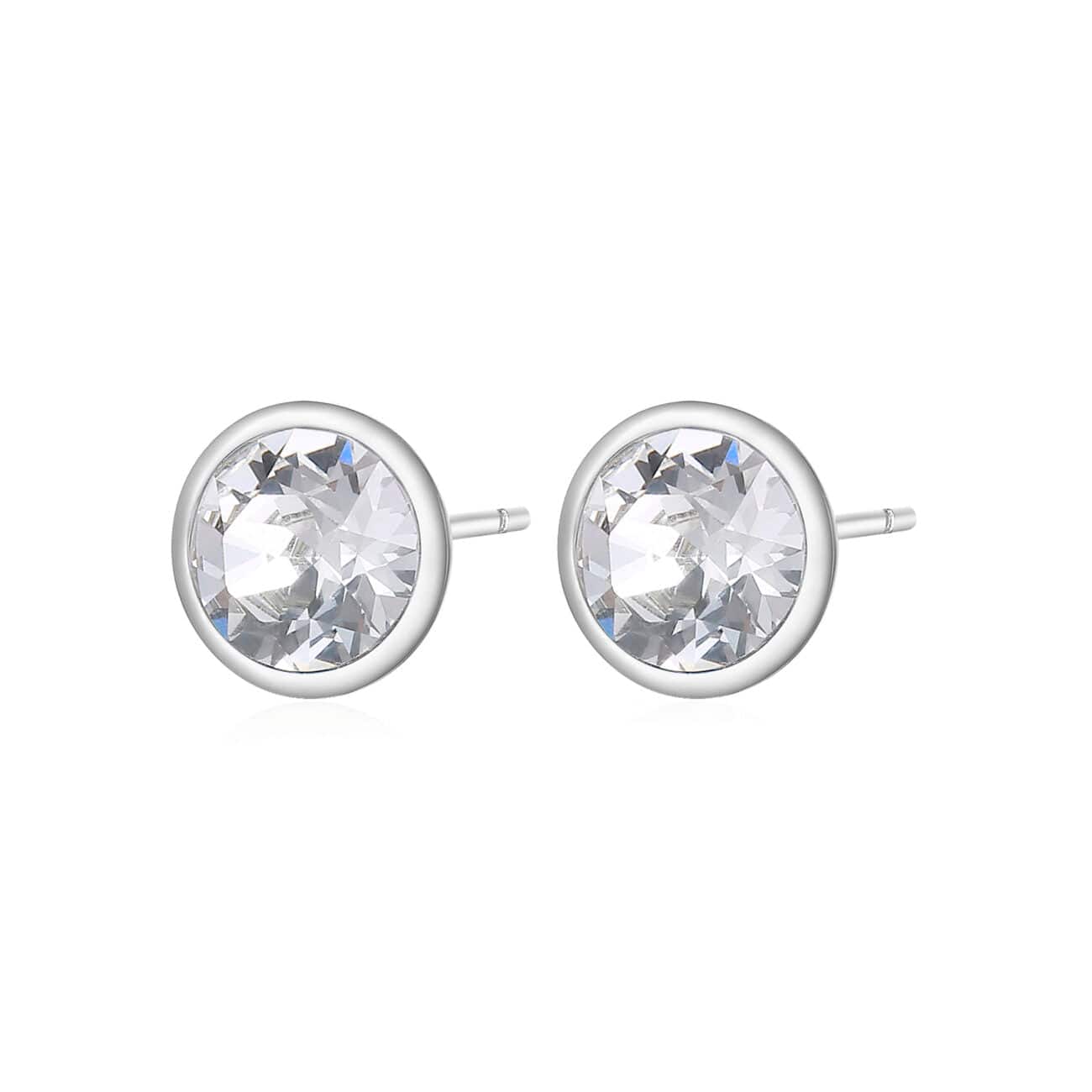 Load image into Gallery viewer, EAR-SS Stainless Steel Stud Earrings with Clear Crystals.
