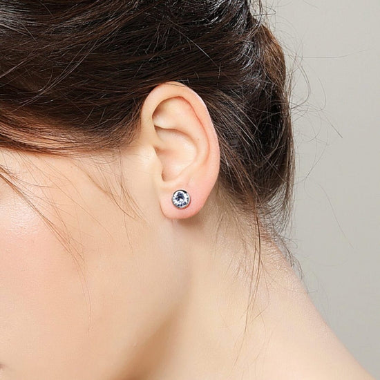 EAR-SS Stainless Steel Stud Earrings with Light Sapphire